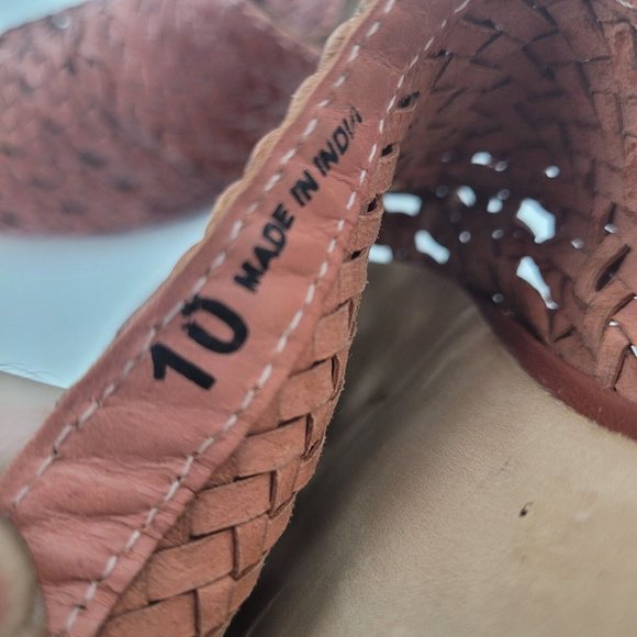 Sold/ Anthropologie Lily Leather Handwoven Mule Sandal in Cognac Size 10 - Picture 11 of 12